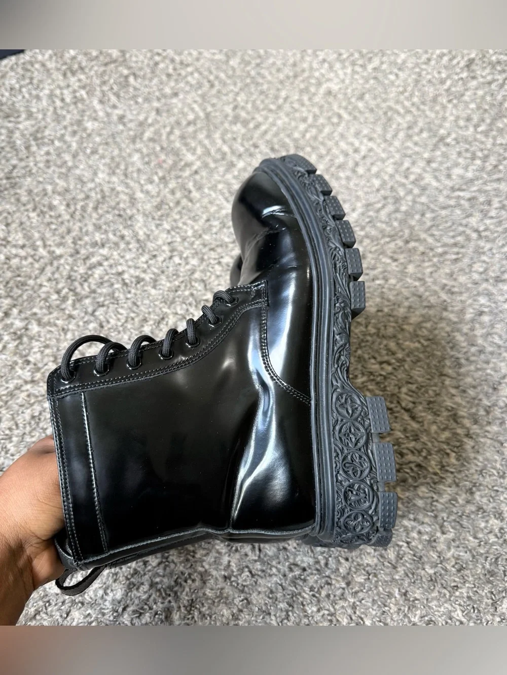 Louis Vuitton black patent leather boots 41 men’s 8 women’s 9.5 READ